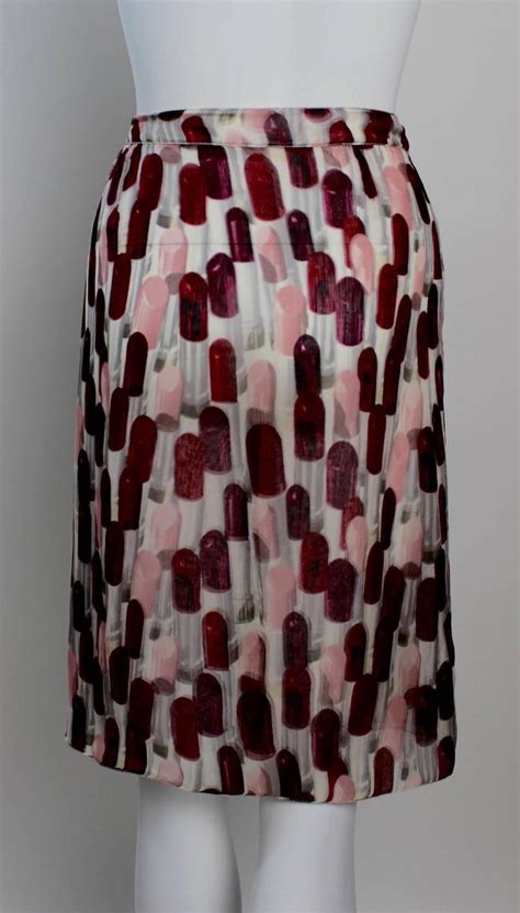 prada lipstick skirt|Prada silk skirt.